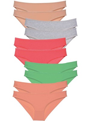 İsmiyle Al 10 Adet Süper Eko Set Likralı Kadın Slip Külot Soft Renkler