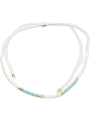 İsmiyle Al Kum Boncuk Halhal - Beyaz