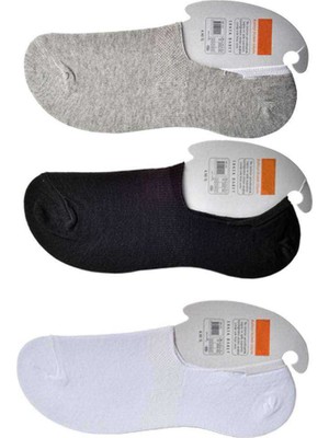 İsmiyle Al Siyah Gri ve Beyaz Erkek Babet Çorap 12 Çift