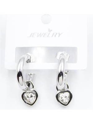 İsmiyle Al Kalp Halka Küpe - Beyaz