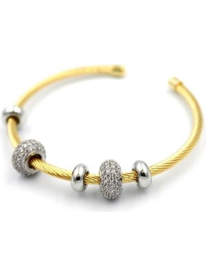 İsmiyle Al Taşlı Bilezik - Altın