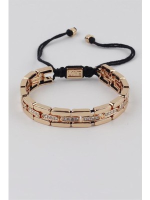 İsmiyle Al Ipli Çelik Bileklik - Altın