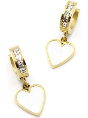 İsmiyle Al Sedef Kalp Küpe - Altın