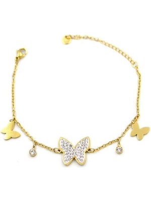 İsmiyle Al Kelebek Bileklik - Altın