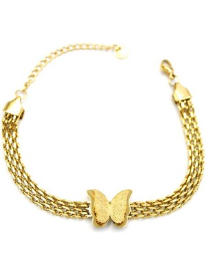 İsmiyle Al Kelebek Bileklik - Altın