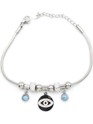 İsmiyle Al Göz Charm Bileklik - Gümüş