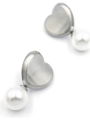 İsmiyle Al Inci Kalp Küpe - Gümüş