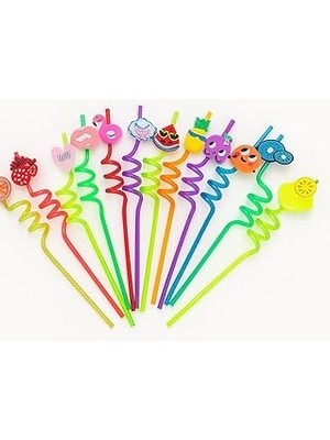 SHC4200 New-Max Sevimli Meyveler Figürlü Plastik Parti Pipeti 12'li