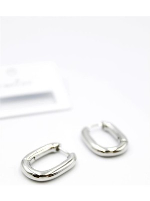 İsmiyle Al Oval Halka Küpe - Gümüş