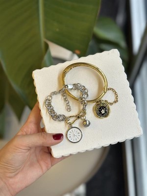 İsmiyle Al 2'li Zincirli Saat Bileklik - Çok Renkli