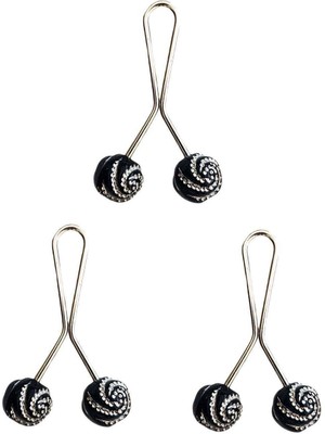 İsmiyle Al 3 Adet Tesettür Eşarp ve Şal Klipsi Siyah Desenli