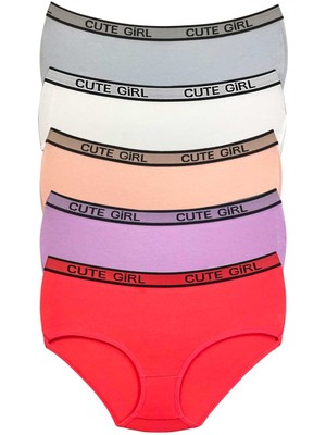 İsmiyle Al 5 Adet Yüksek Bel Kalın Lastikli Beli Yazılı Kadın Şort Külot