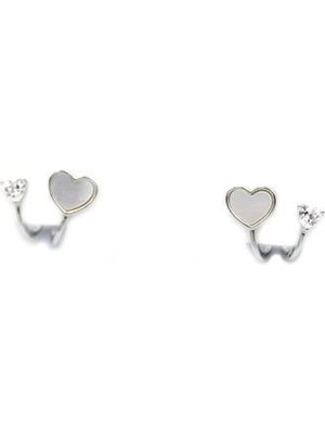 İsmiyle Al Gümüş Iğneli Kalp Küpe - Gümüş