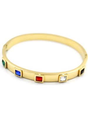 İsmiyle Al Kare Taşlı Bilezik - Altın