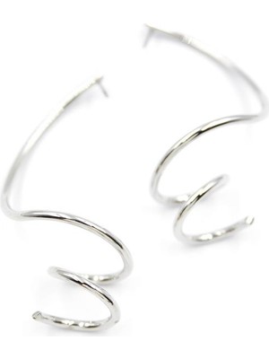 İsmiyle Al Kıvrımlı Küpe - Gümüş