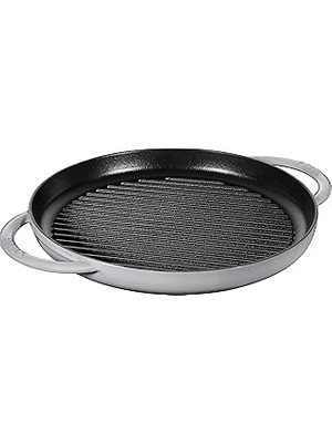 SHC4200 Staub Grill Pans Çift Kulplu Döküm Izgara Tava, Gri