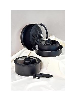 SHC4200 Belariva-Easy Cook Çıkarılabilir Saplı 8 Parça Tencere Seti Siyah