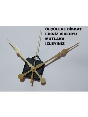 Cnr Shop 14 mm Şaft Boyu Duvar Saati Mekanizması Sessiz Çalışır Büyük Boy Akrep-Yelkovan-Saniye-(Askılı)