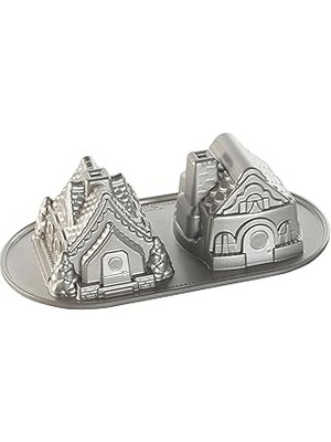 SHC4200 Nordic Ware Düet Tavası Zencefilli Kurabiye Evi, Alüminyum, Gümüş, 5 Kap