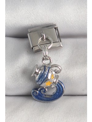 Flamex 316L Çelik Gümüş Renk Sallantı Kova Burç Model Nomination Charm