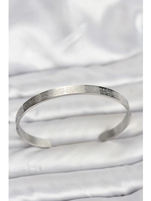 Flamex 316L Çelik Gümüş Renk Ayetel Kürsi Yazılı Bileklik