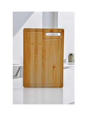 SHC4200 New-Max Bambu Serisi 32X22 cm Oluklu Antibakteriel Yıkanabilir Bambu Doğrama Tahtası