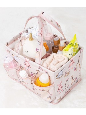 Flamex Baby Kullanımı Kolay Desenli Taşınabilir Bakım Çantası (Pembe)