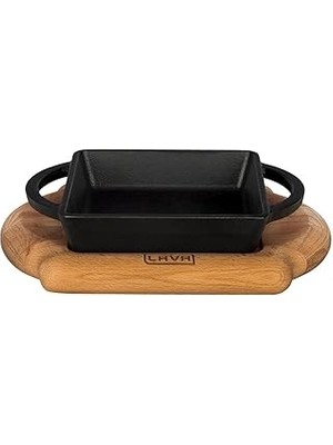 SHC4200 Lava, Pişirme Kabı, Lv P Tv 1212 K4, Kare Teller ve Ahşap Altlık, Ölçüler 12 x 12 Cm, Dökme Dem