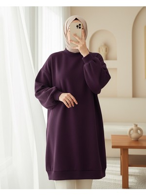 Modamorfo Boğazlı Üç Iplik Polar    -Mürdüm