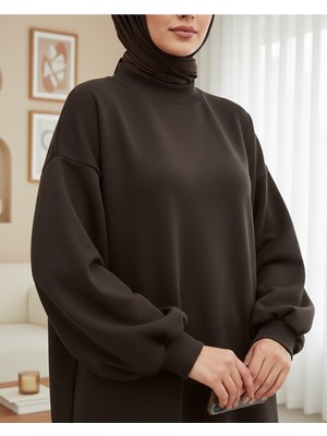 Modamorfo Boğazlı Üç İplik Polar    -K. Kahve