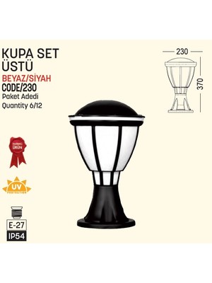 Bahçe Armatürü, Kupa Set Üstü, 37 Cm, E27, Siyah, Zita 230