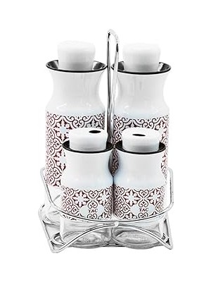 SHC4200 Vera 5 Prç Standli Yağdanlik Beyaz Kirmizi