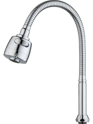 GMS Kubar Eviye Batarya Akrobat Boru, Esnek, Kıvrılabilir, Krom, 2 Fonksiyonlu, 45 cm (Sadece Boru ve Ucu)