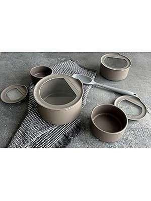 SHC4200 Neoflam Fika One 4'lü Seramik Saklama Kabı Seti Gri