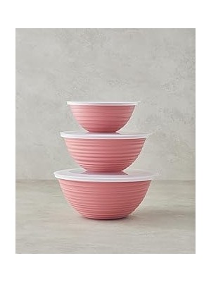 SHC4200 English Deanna Plastik 3 Parça Saklama Kabı 1-2-3 Lt Pembe