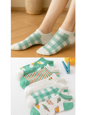 5 Çift Dondurma Desenli Kadın Çorap