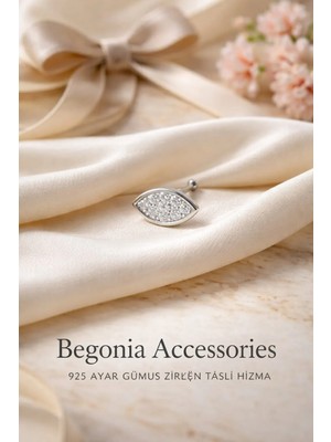 Begonia Accessories 925 Ayar Gümüş Badem Figürlü Minimal Zirkon Taşlı 1 Adet Hızma – Tragus Küpe, Unisex Takı, Zarif & Şık Tasarım, Günlük ve Özel Gün Kullanımı