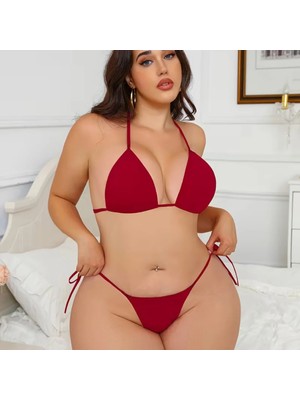 Çamaşır Kenti  Büyük Beden Kırmzı Sütyen Tanga TG279259