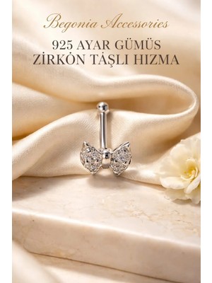 Begonia Accessories 925 Ayar Gümüş Zirkon Taşlı Papyon Hızma