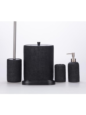 Selim Linen Banyo Seti Siyah