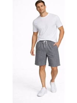 Çamaşır Kenti Erkek Pötikareli Şort – Beli Lastikli Bağcıklı, Cepli, Rahat Kesim Günlük Yazlık Şort - F