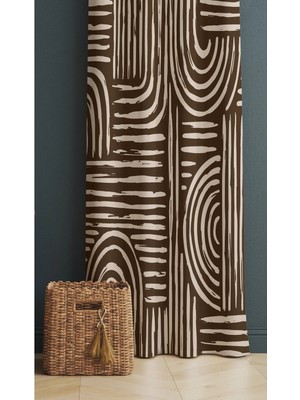 Alamodecor Iskandinav Model Rengi Geometrik Etnik Desenli Baskılı Fon Perde ( Fon Perde)