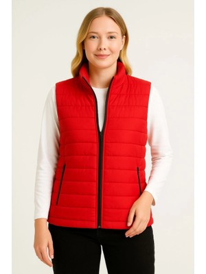 Çamaşır Kenti Şişme Fermuarlı Yelek Su Itici Kapitone Astarlı Kumaş Cepli Hafif Kışlık Spor Rahat Kalıp -