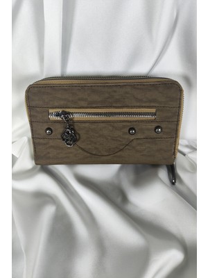 Kahverengi Kadın Cüzdanı Çıtçıtlı Kapaklı, Içten Fermuarlı, Kartlık Bölmeli