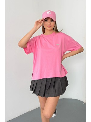Giysa Kadın Künye Aksesuarlı %100 Pamuklu T-Shirt Pembe - 26Y 26520