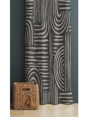 Alamodecor Iskandinav Model Rengi Geometrik Etnik Desenli Baskılı Fon Perde ( Fon Perde)