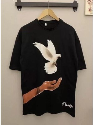 Çamaşır Kenti Dijital Baskılı T-Shirt - Siyah