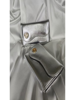 Lame Kadın Cüzdanı Suni Deri, Kadın Cüzdanı Çıtçıtlı Kapaklı, Içten Fermuarlı, Kartlık Bölmeli