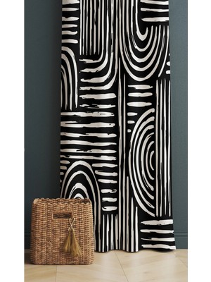 Alamodecor Iskandinav Model Rengi Geometrik Etnik Desenli Baskılı Fon Perde ( Fon Perde)