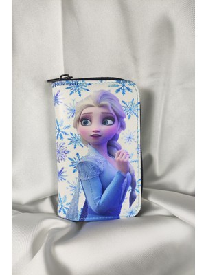 Karlar Kraliçesi Desenli Çocuk ve Genç Cüzdanı, Fermuarlı, Kartlık Bölmeli Bozuk Para Gözlü